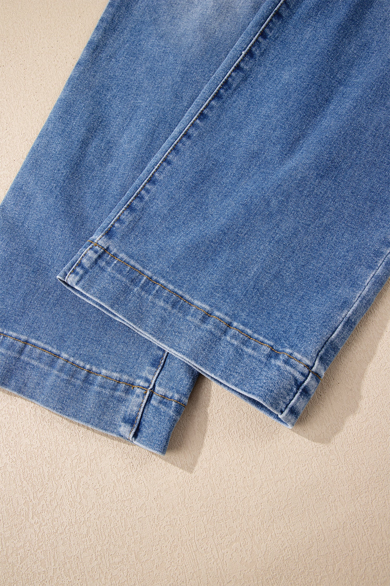 Double Button Zip Fly Straight Leg Jeans - Bottoms/Jeans