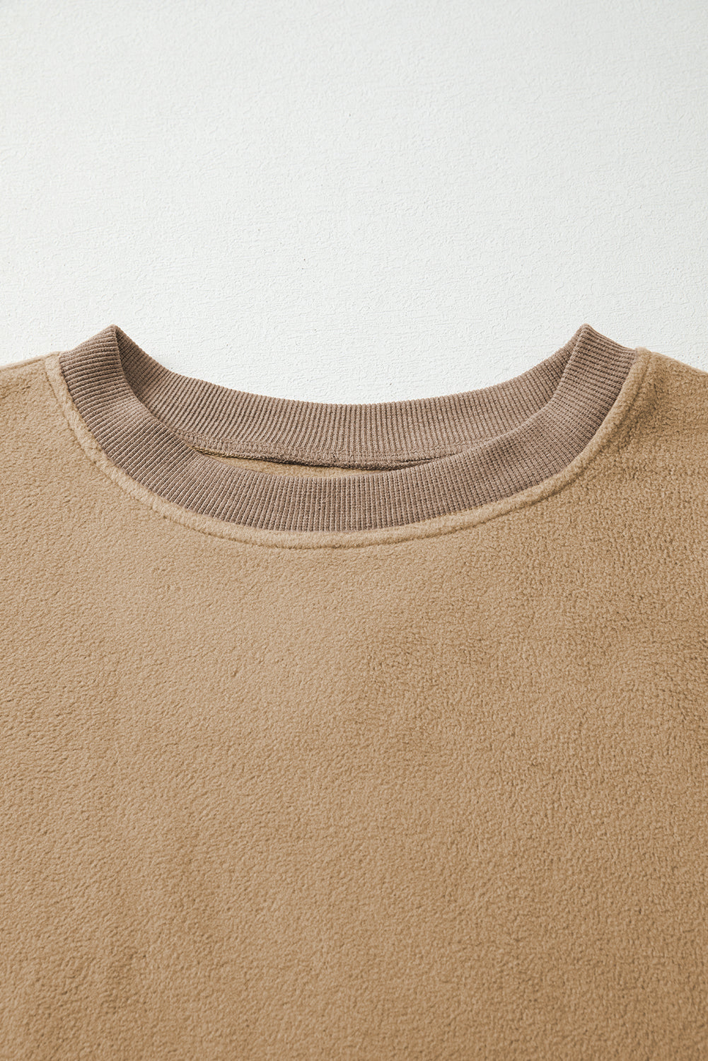Fuzzy Sherpa Splicing Pullover Sweatshirt with Side Slit - eAura