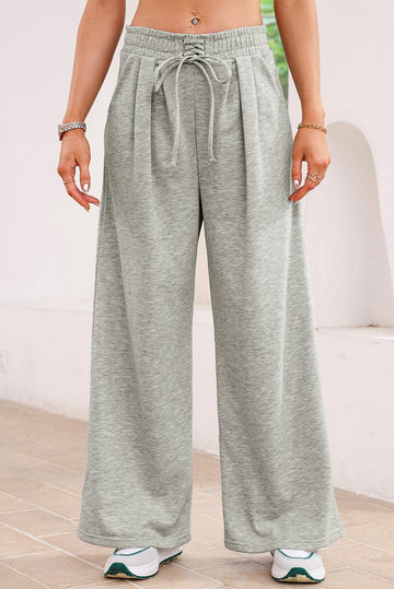 Tied Elastic High Waist Pleated Detail Sweatpants - eAura