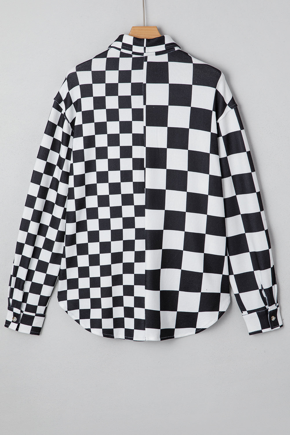 Checkerboard Flap Pocket Button Front Shacket eAura
