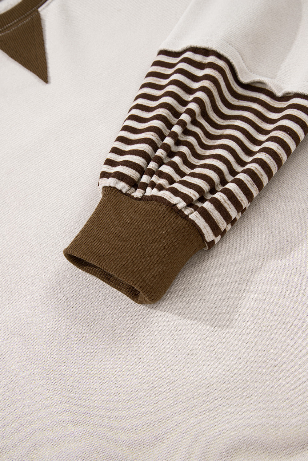 Striped Patchwork Drop Shoulder Sweatshirt - eAura