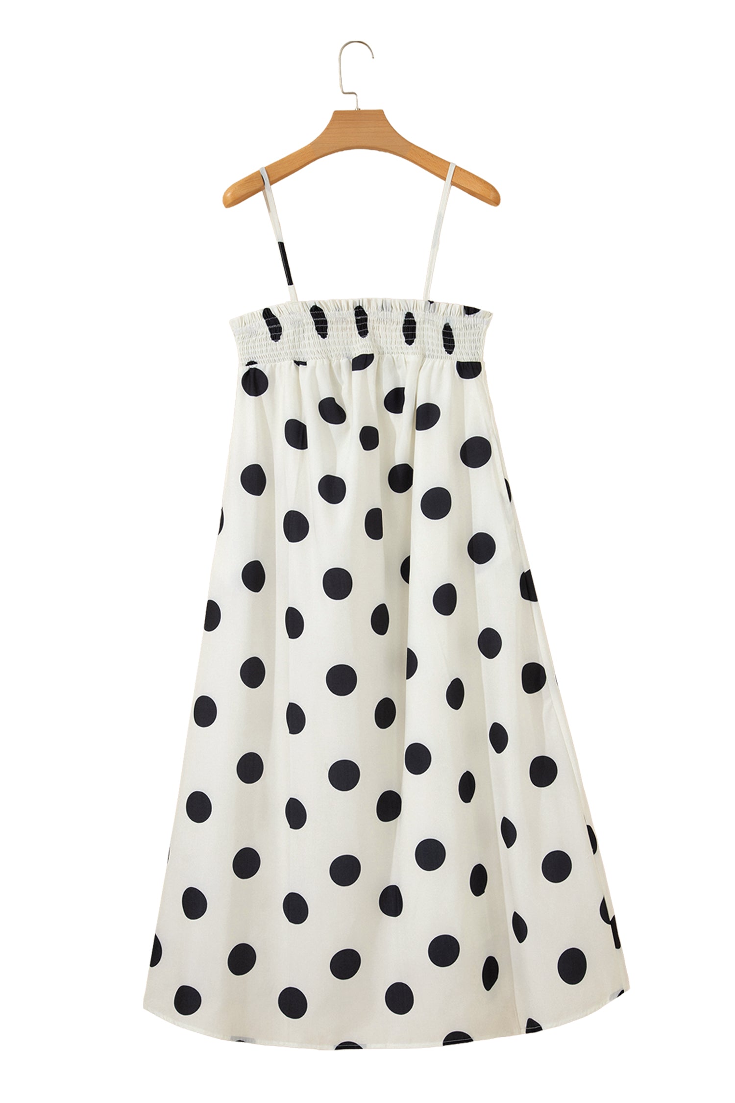 White Polka Dot Spaghetti Strap Maxi Dress