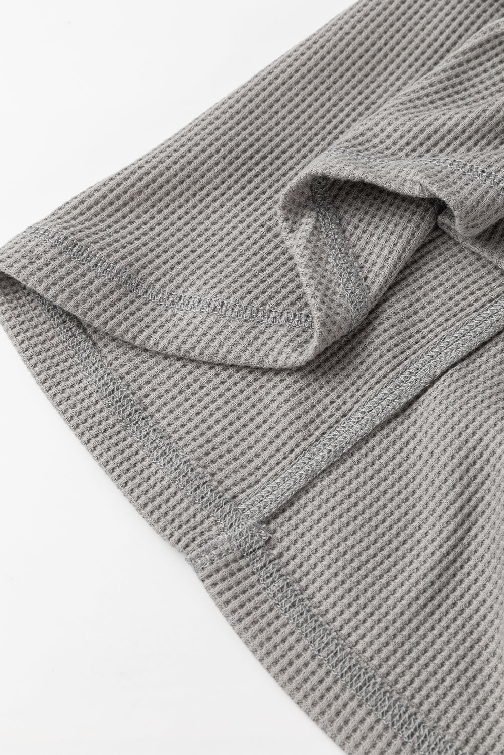 Medium Grey Waffle Textured Exposed Seam Oversized Shacket - eAura