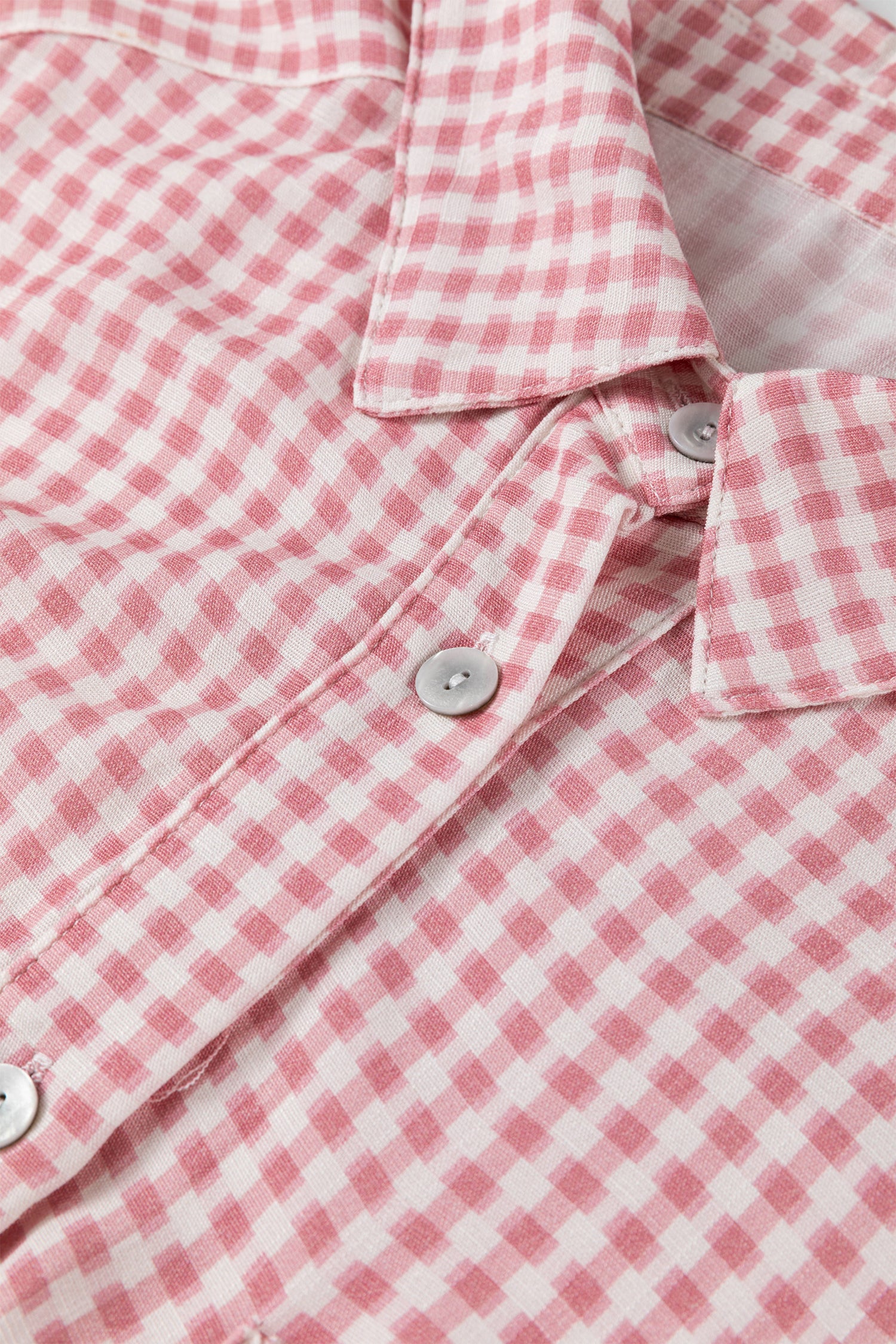 Plaid Half Sleeve Ruffle Hem Button Down Shirt – Pink