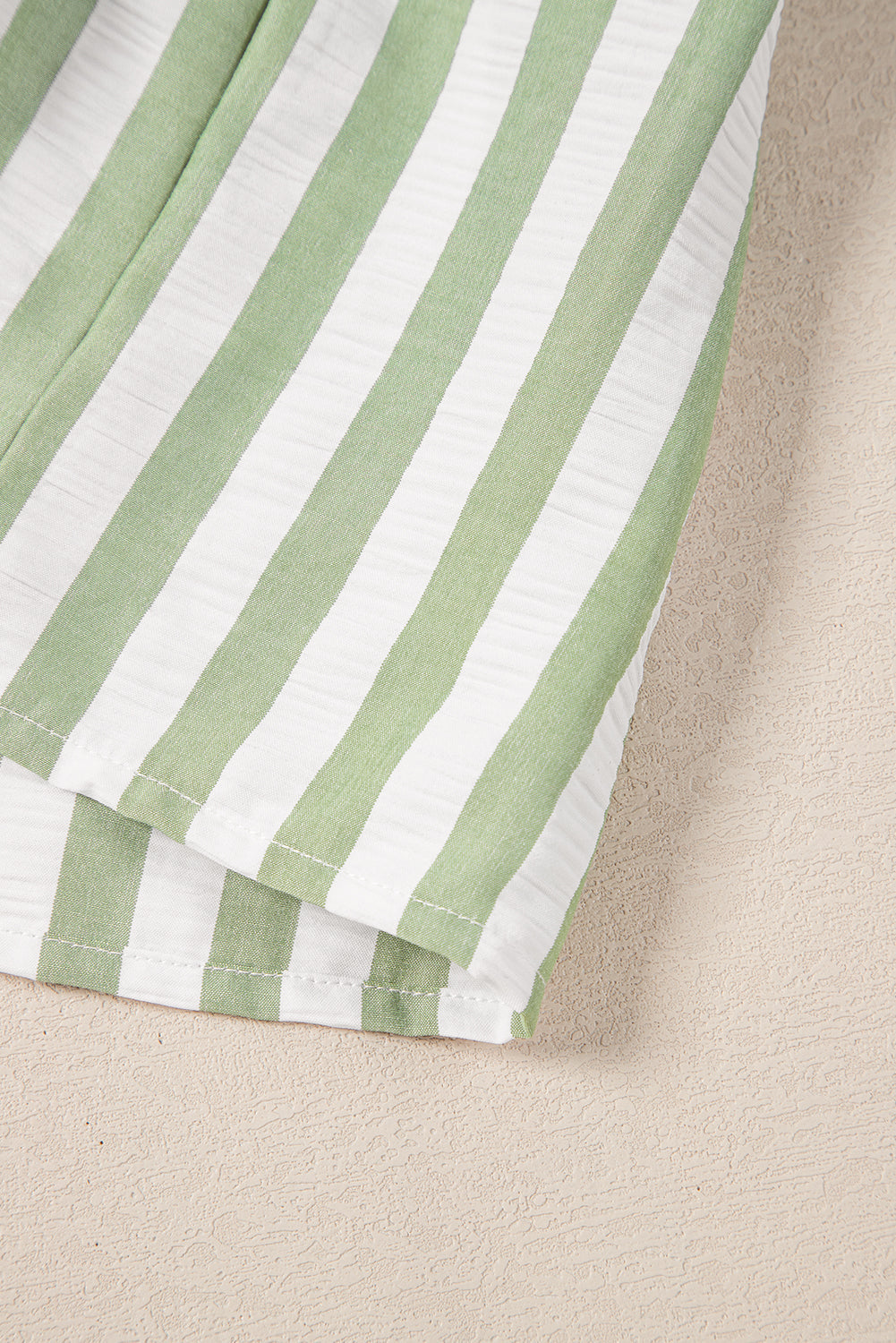 Green Stripe Bracelet Sleeve Tasseled Tied Neck Tiered Plus Size Mini Dress BB Fashion Outlet