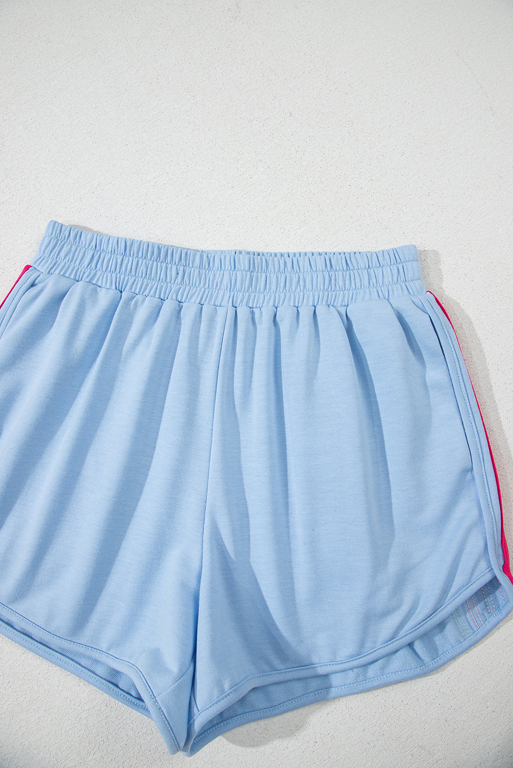 Beau Blue Colour Block Stripes Elastic High Waist Active Shorts eAura