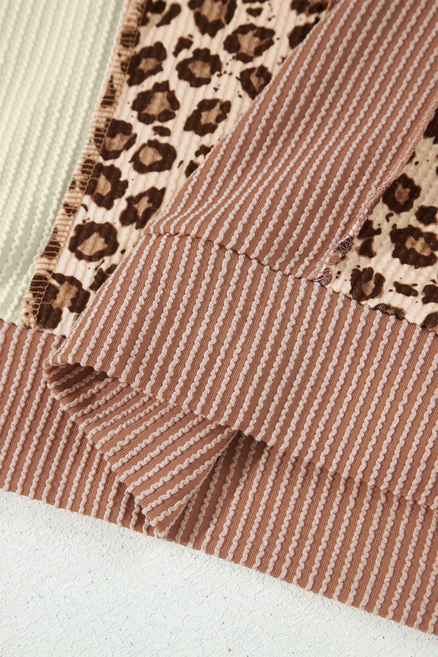 Leopard Print Colorblock Ribbed Knit Top – Dune
