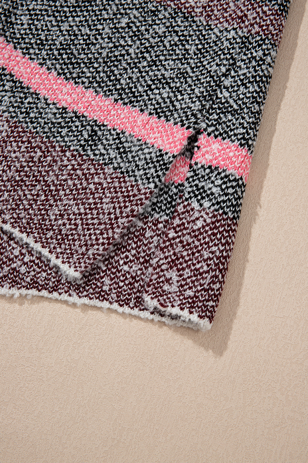 Multicolour Colour Block Striped Side Open Front Cardigan - eAura