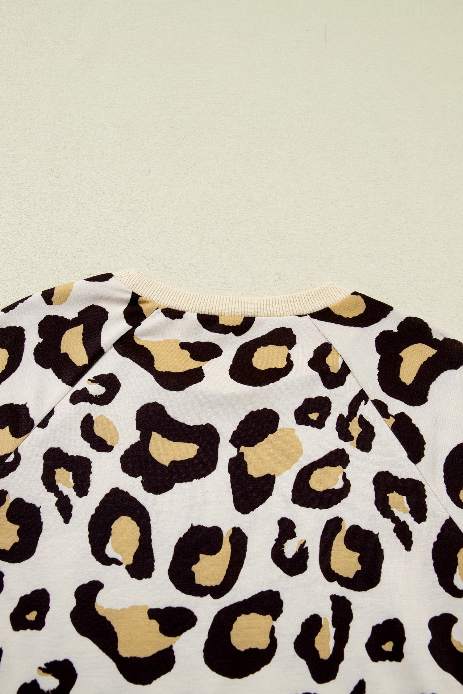 Khaki Leopard Long Sleeve Shift T-Shirt Dress with Pockets