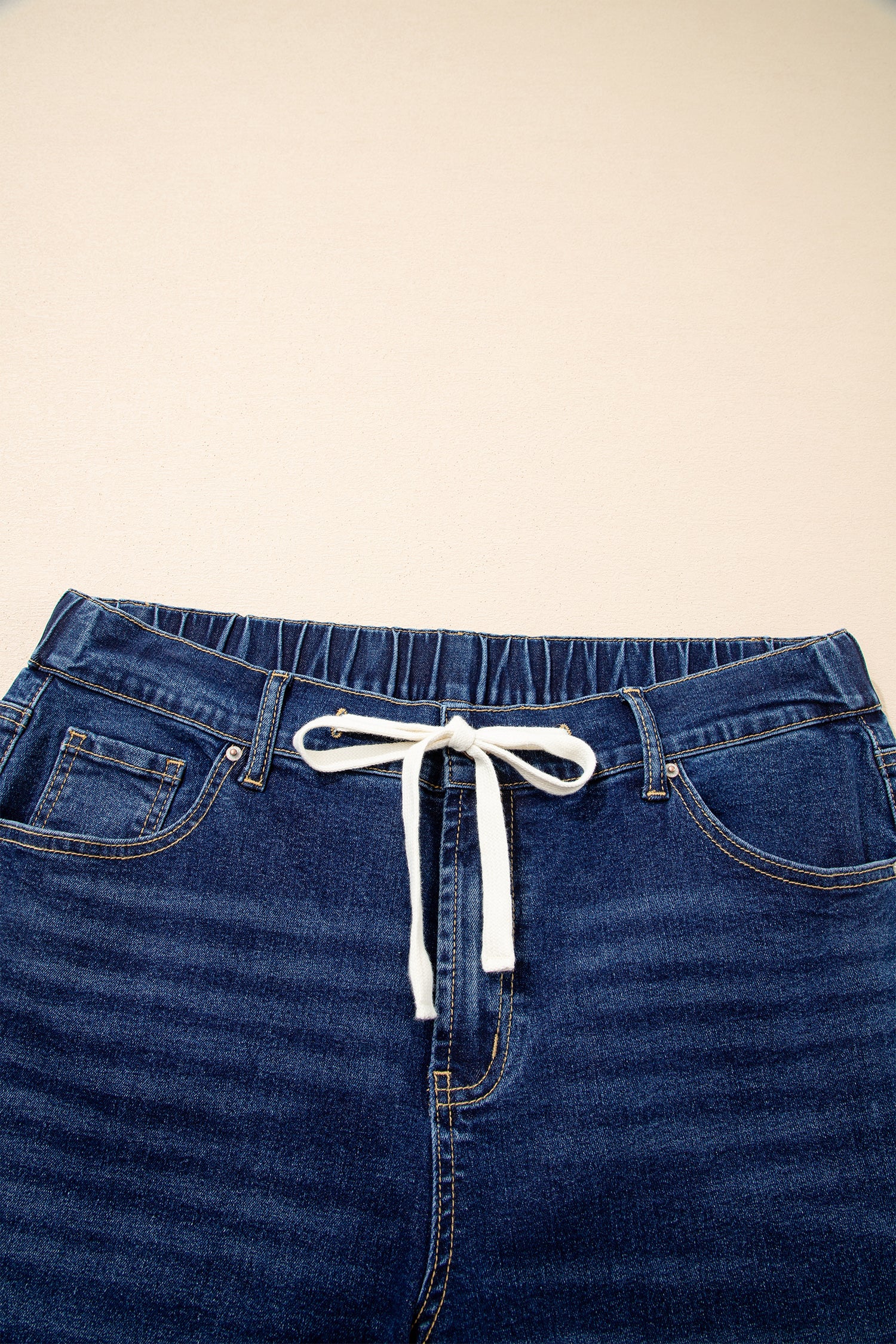 Acid Wash Contrast Lace-up Plus Size Jeans