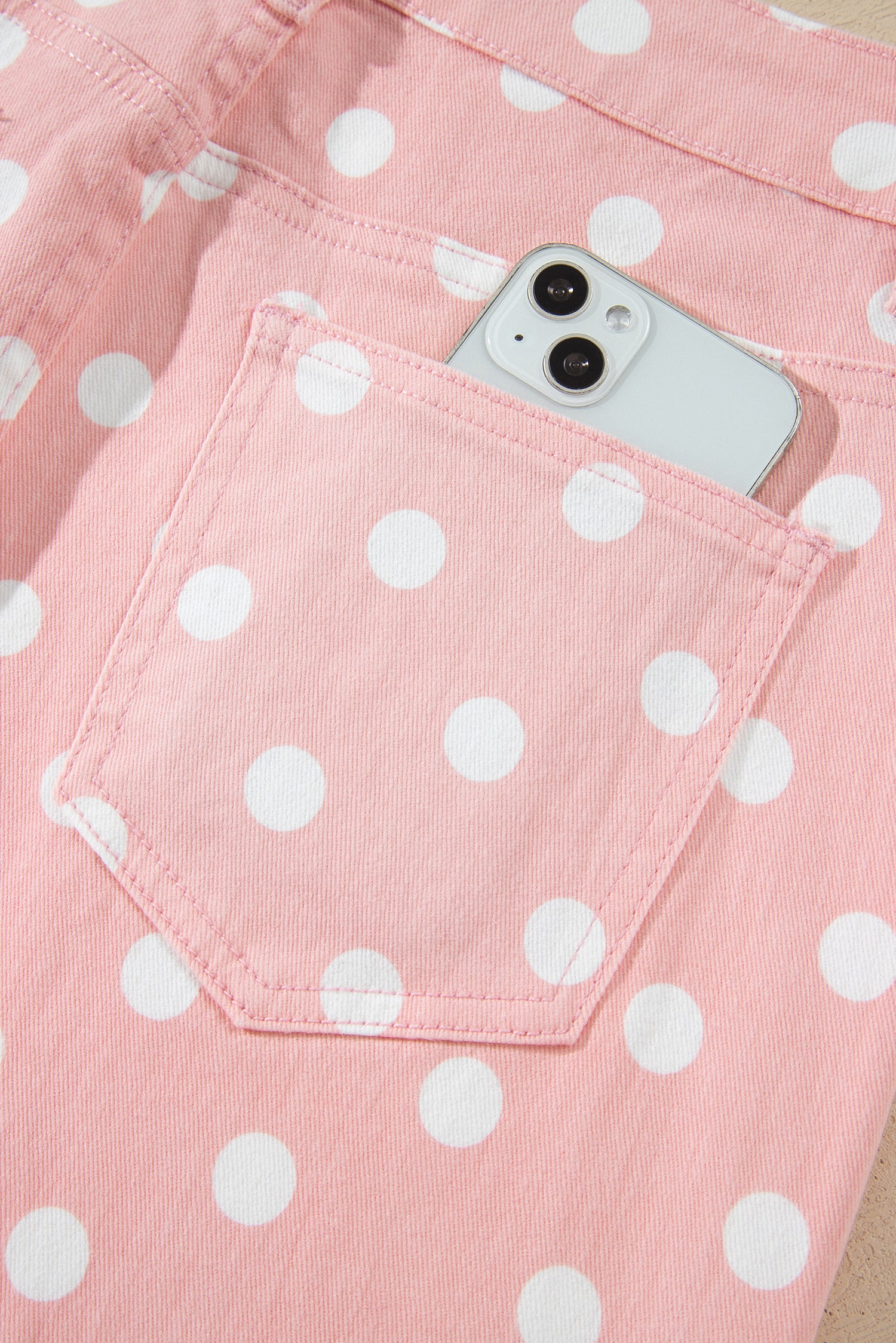 Polka Dot Casual Slim Fit Jeans – Pink