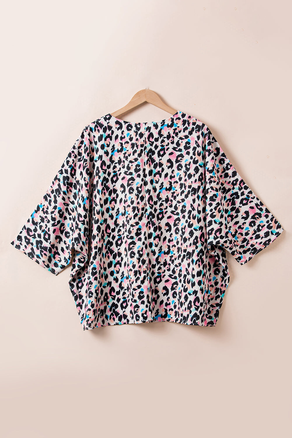 Brown Leopard Print V Neck Batwing Sleeve Plus Size Top BB Fashion Outlet