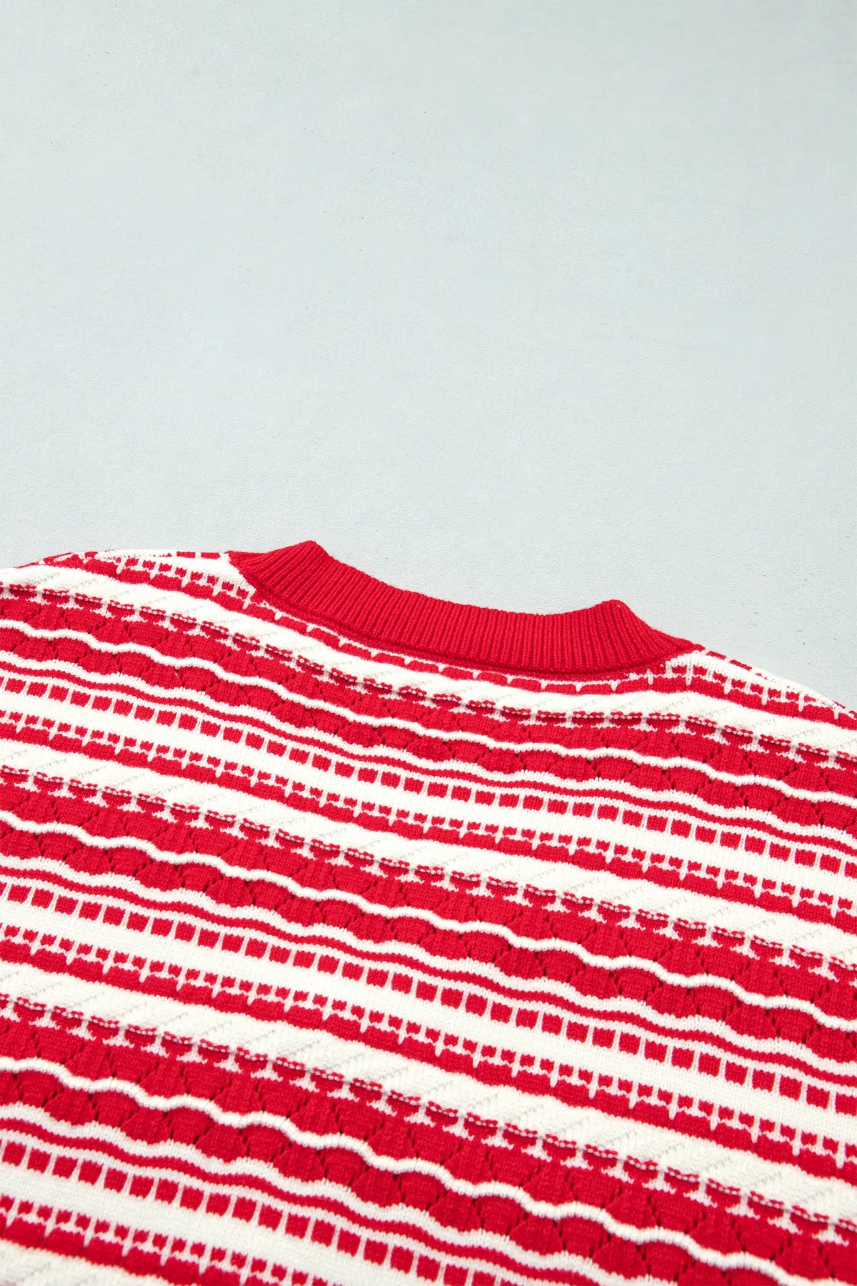 Geometric Striped Pattern V Neck Button Front Casual Knit Cardigan