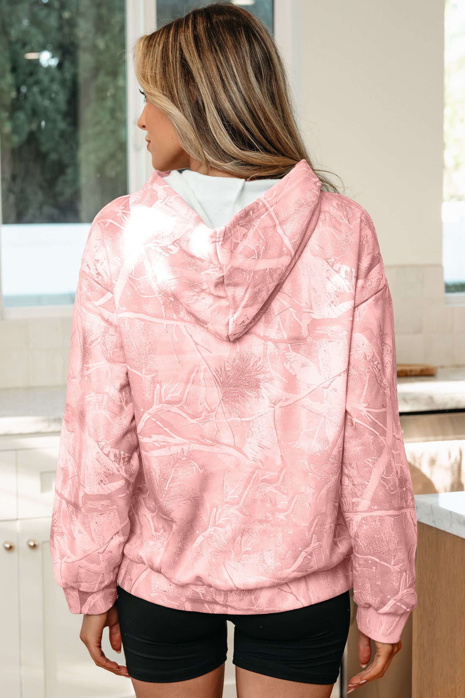 Camouflage Woodland Print Oversized Sporty Hoodie