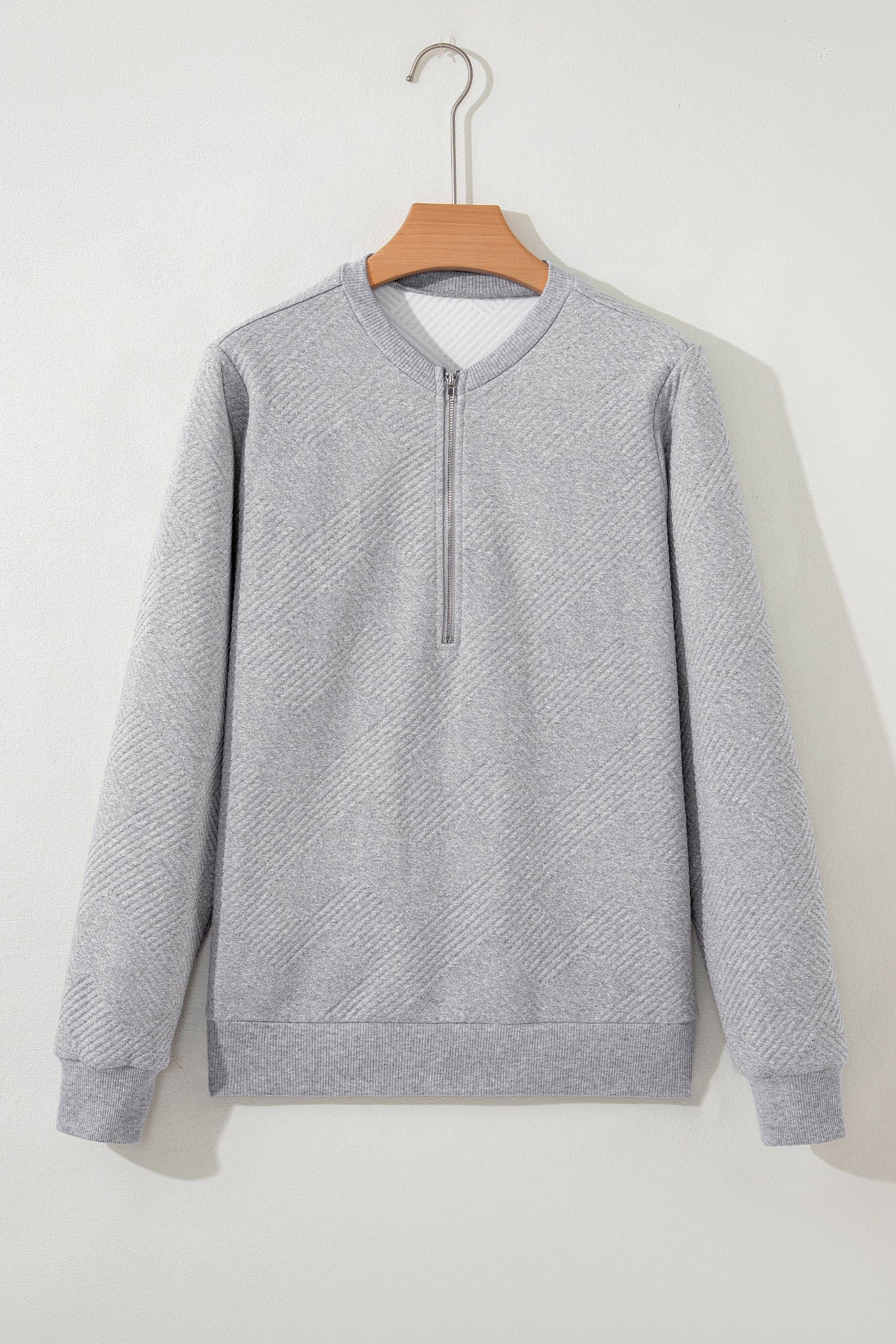 Textured Half Zip Loose Sweatshirt - eAura