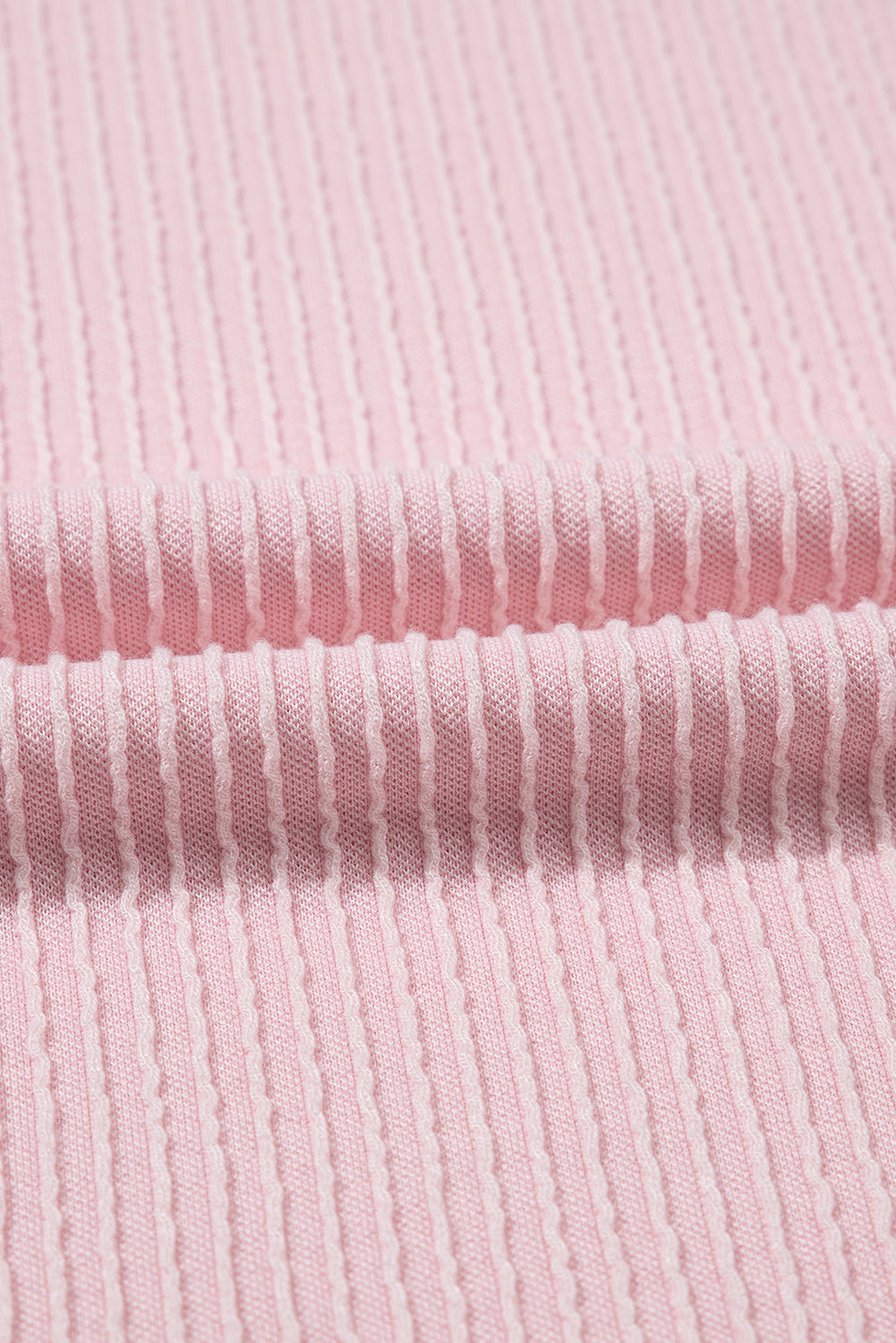 Pink Colour Block Ribbed Knit Crew Neck Tee eAura
