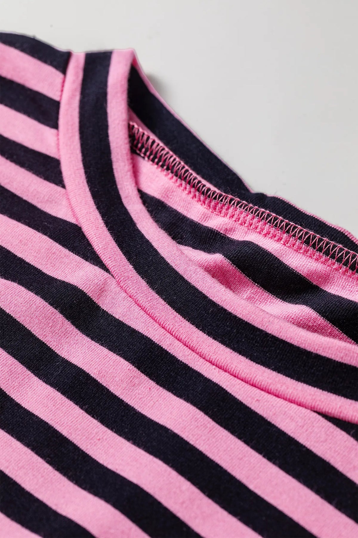 Casual Long Sleeve Top Drawstring Pant Set – Pink Stripe