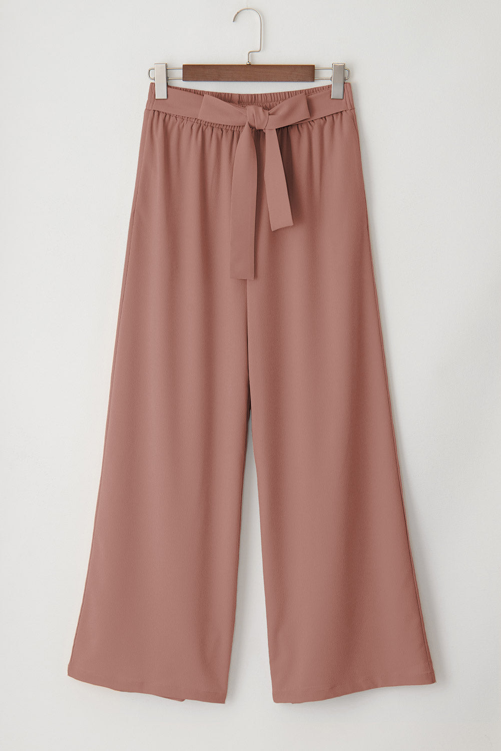 Coffee High Waisted Tie Front Side Pocket Wide Leg Flowy Casual Pants Dear-Lover Dropshipping