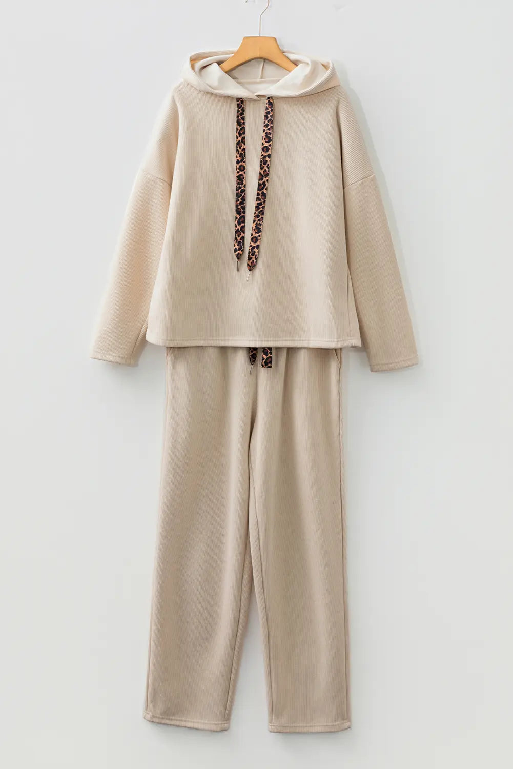 Pullover Hoodie and High Waist Bottoms Soft Cord Co-ord Set