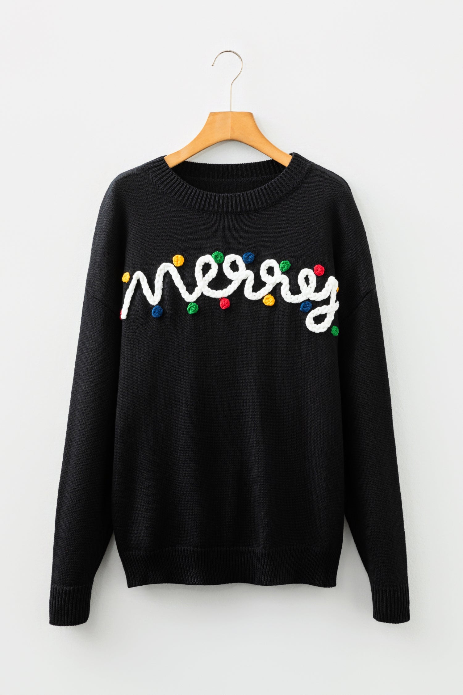 Merry Colourful Dot Detail Christmas Drop Shoulder Sweater - eAura