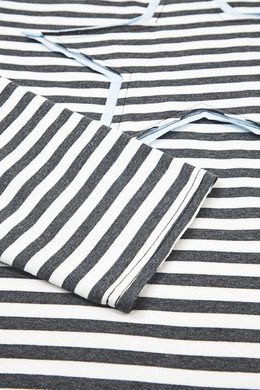 Stripe Starry Patch Drop Shoulder Raw Edge Casual Top - eAura