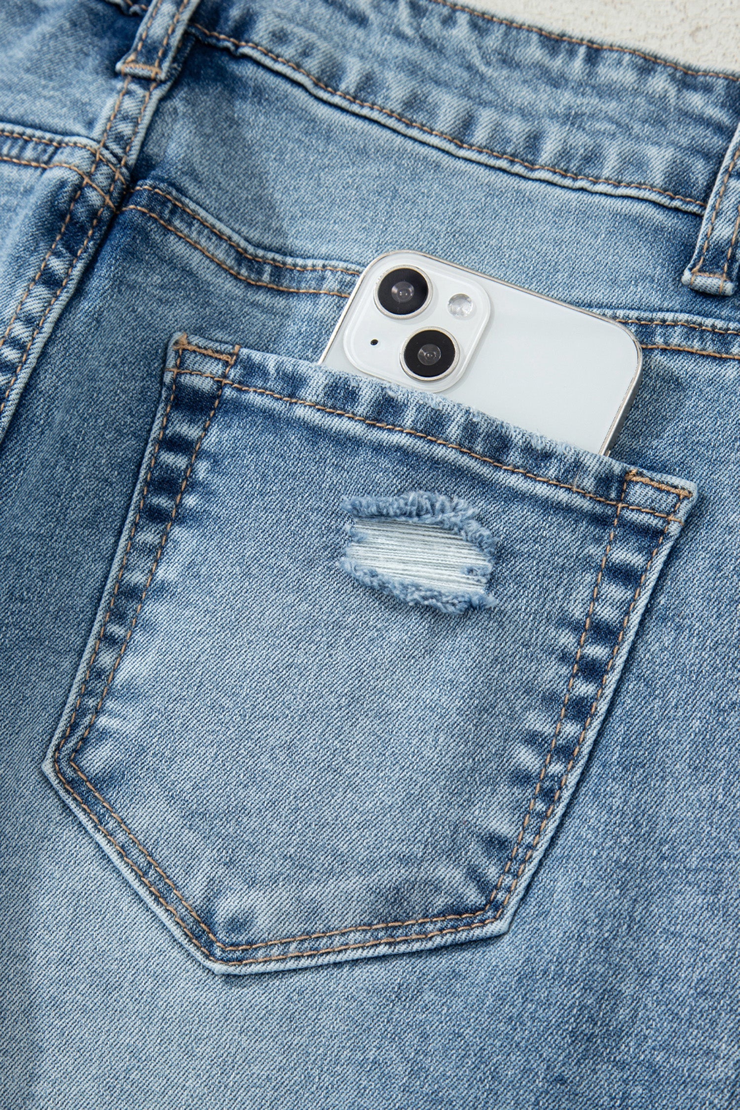 Raw Hem Ripped Open Knee Fit Flare Jeans - eAura