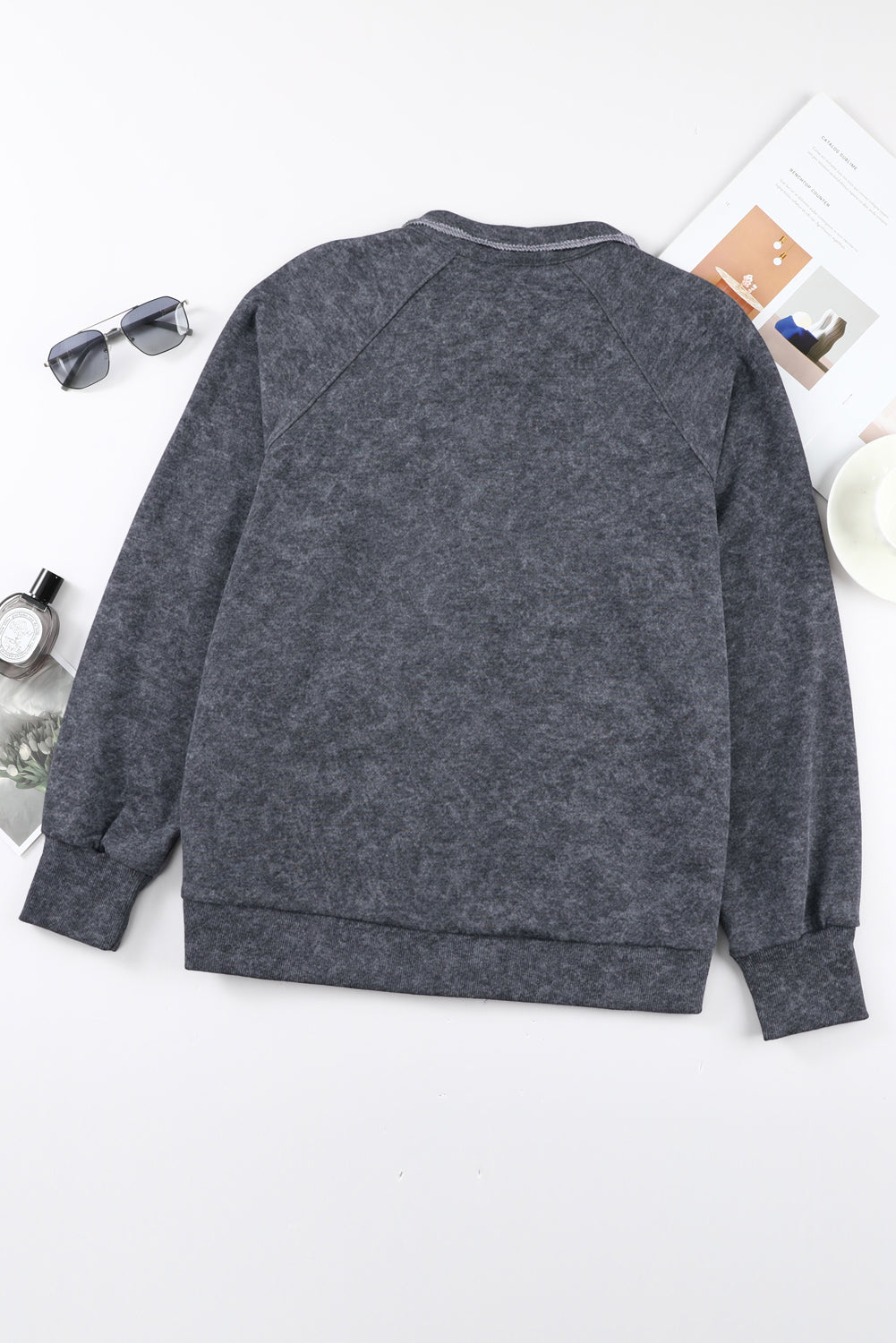 Grey Vintage Washed Flap Pocket Button Shacket eAura
