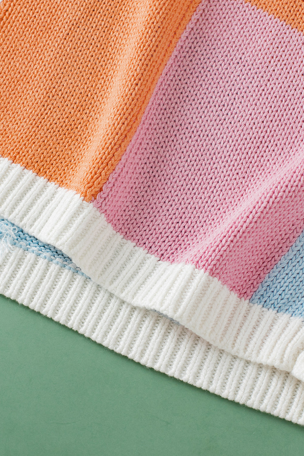 Grapefruit Orange Colour Block Cap Sleeve Sweater eAura