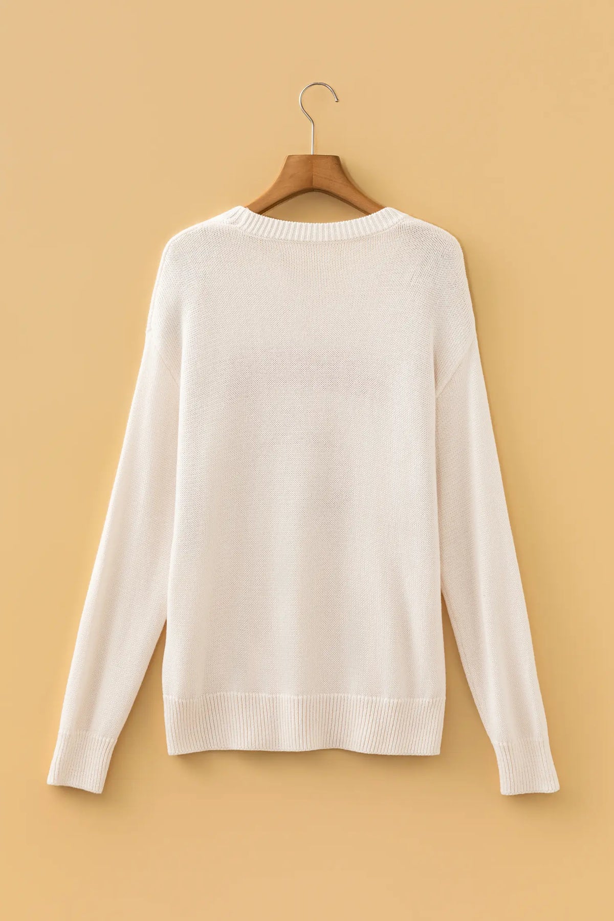 Go Team Football Drop Shoulder Knit Top Sweater – Beige