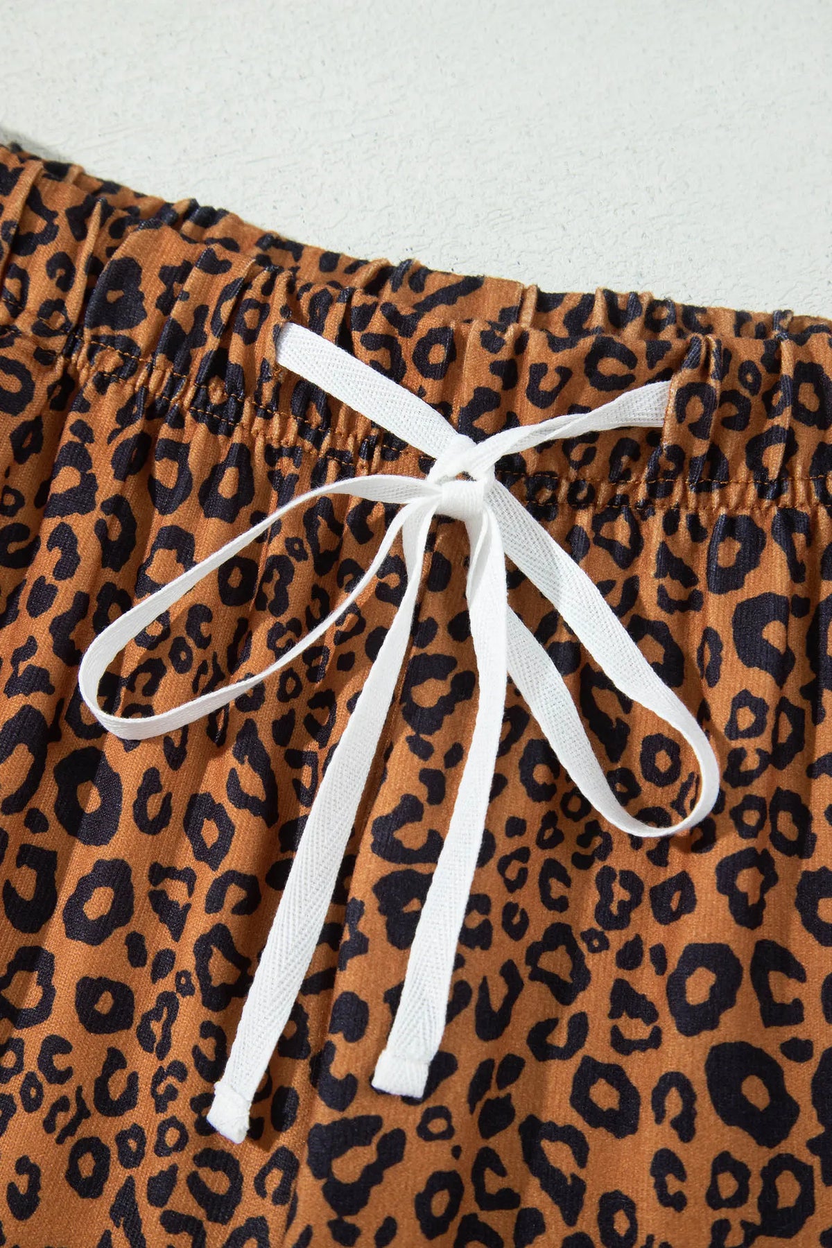 Leopard Print Long Sleeve Top Relaxed Pant Set – Brown