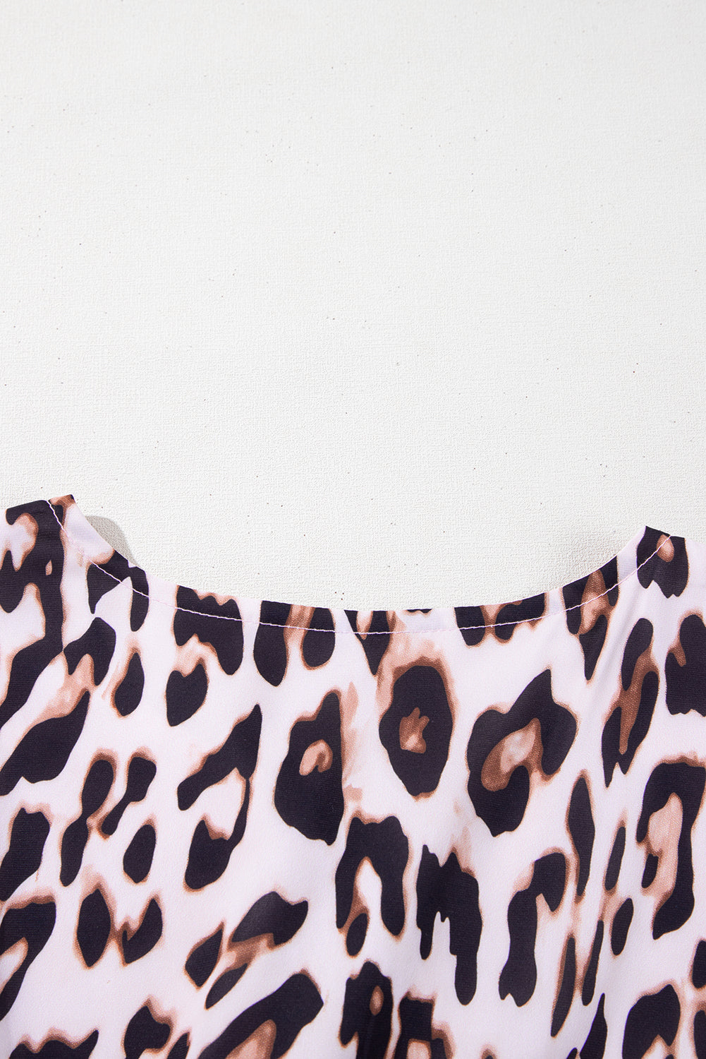 Leopard Print Tied Front Keyhole Puff Short Sleeve Mini Dress eAura