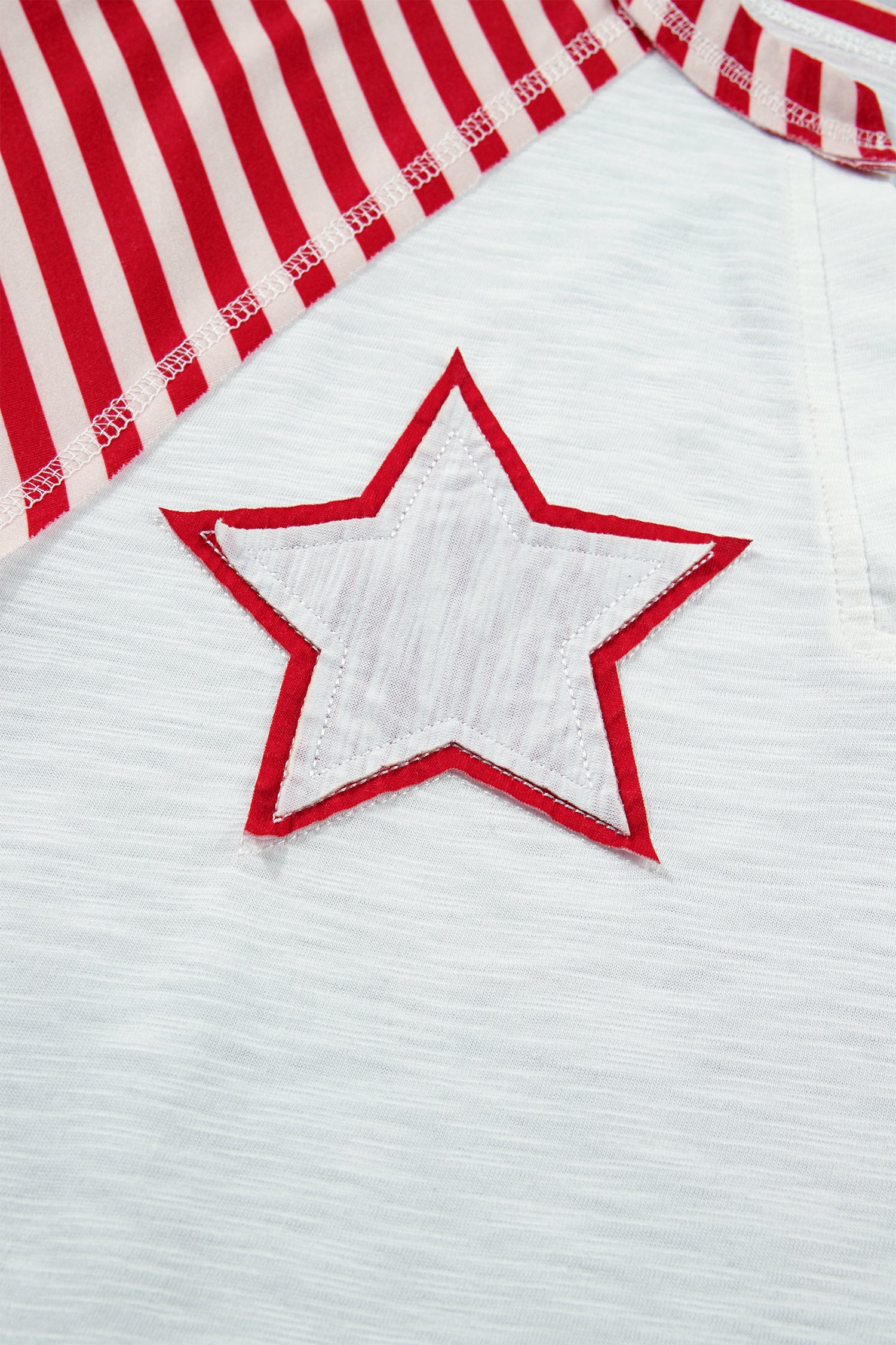 Star Detail Flag Inspired Short Sleeve Top – Fiery Red