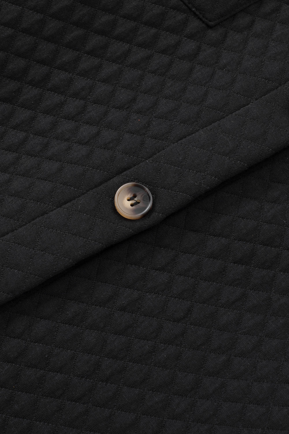 Black Retro Quilted Flap Pocket Button Shacket Beagle Boutique Fashion Outlet