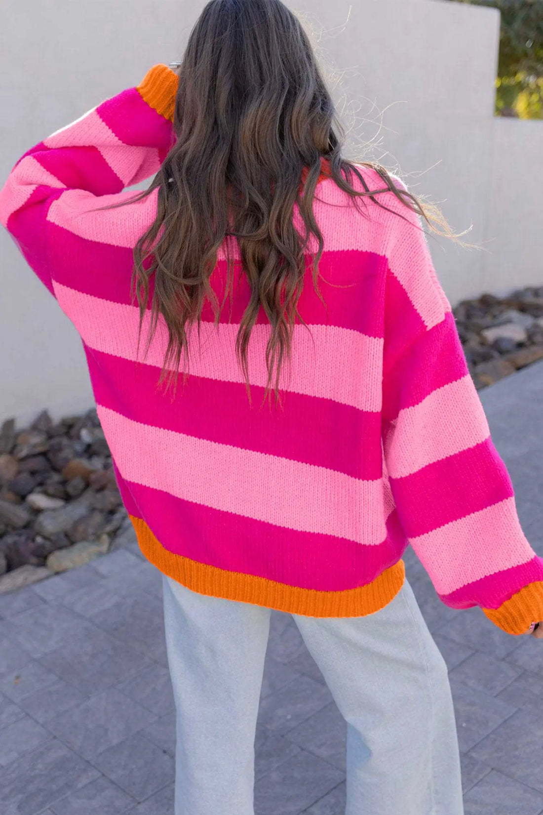 Casual Colourblock Knit Drop Shoulder Relaxed Sweater