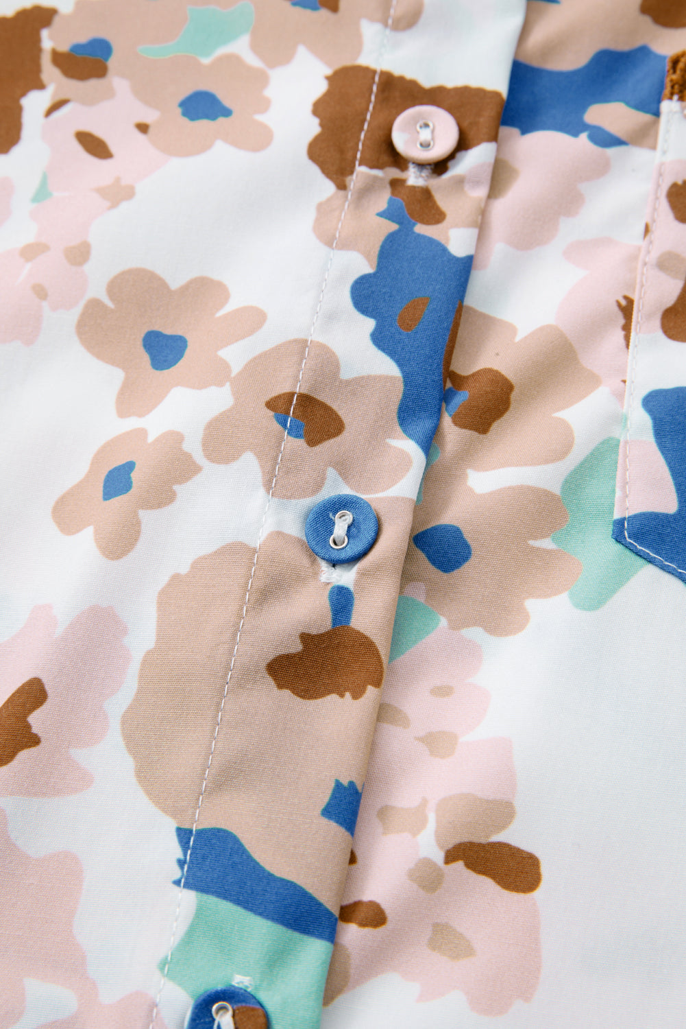 Multicolour Floral Print Ricrac Trim Collared Puff Short Sleeve Shirt eAura
