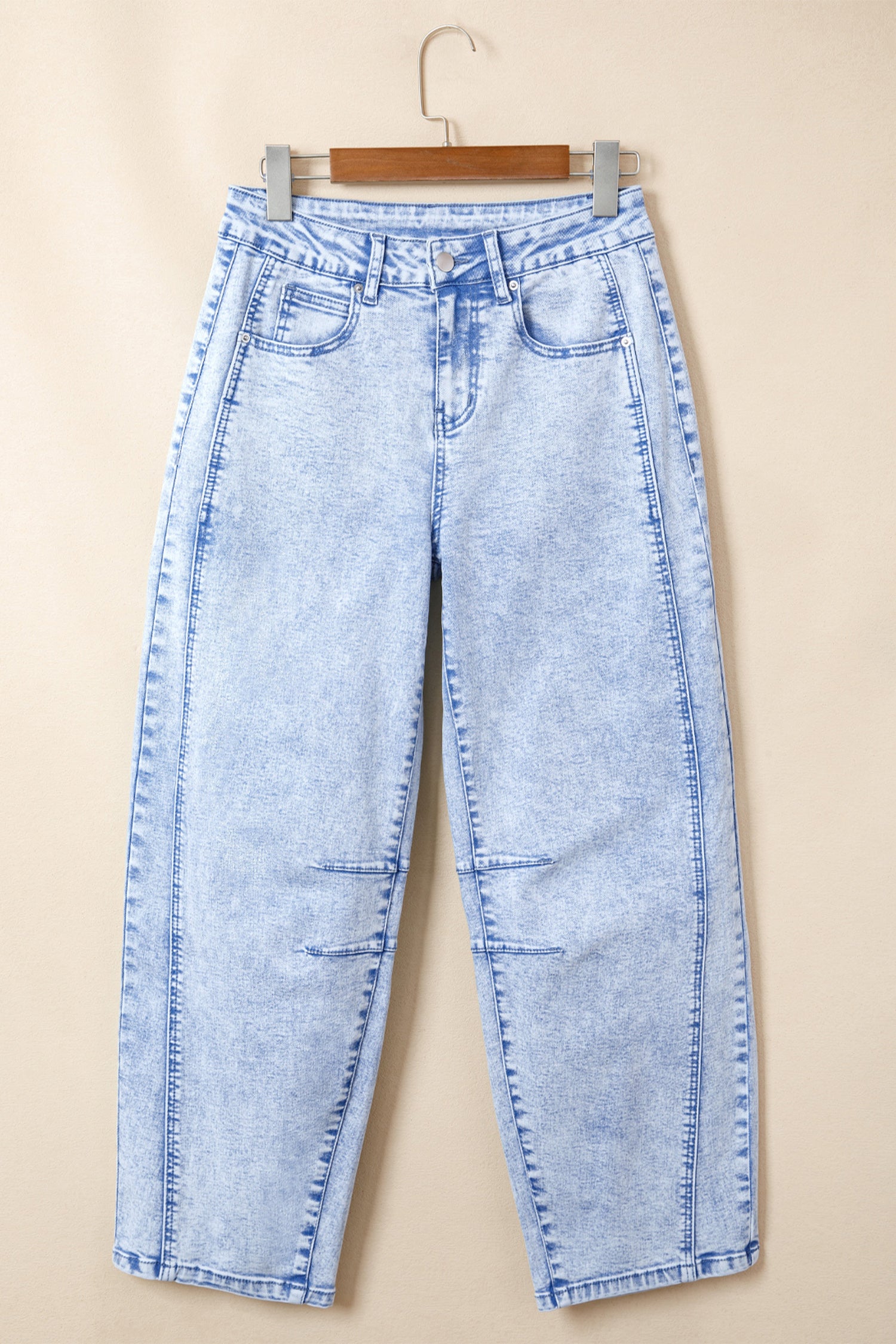Beau Light Washed Pull On Barrel Jeans – Blue