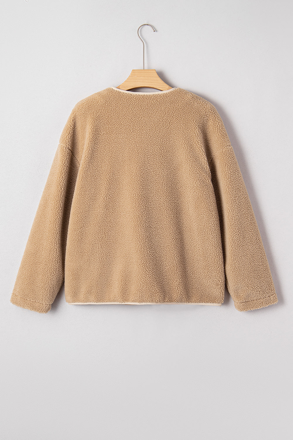 Casual Leopard Print Accent Plush Jacket with Pockets - eAura