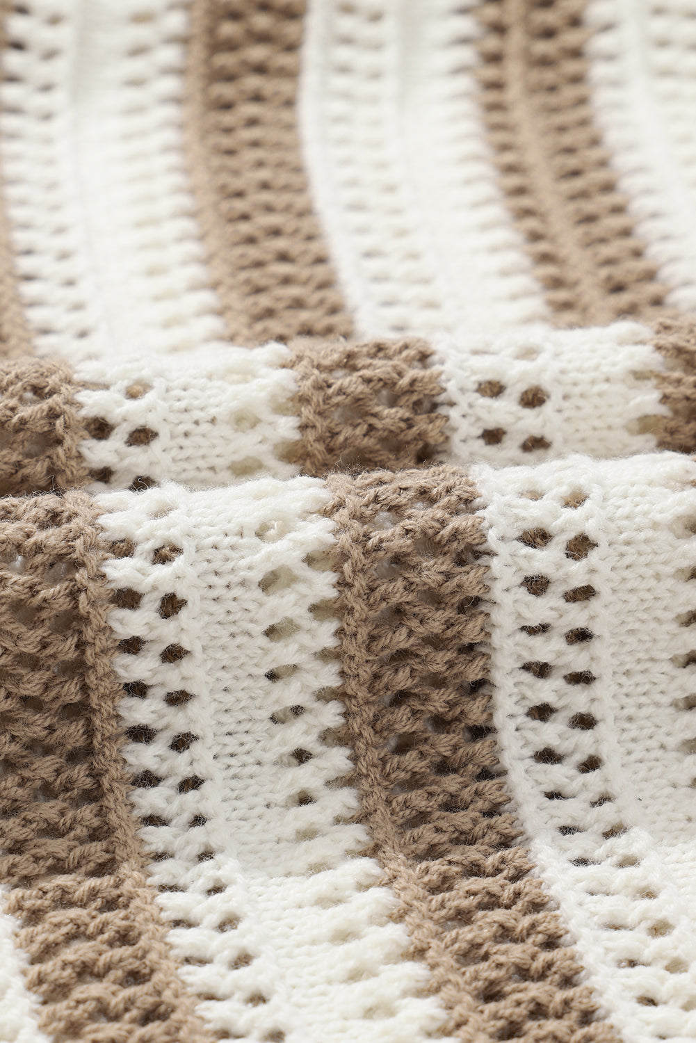 Khaki Stripe Hollowed Knit Sleeveless Sweater Dress eAura