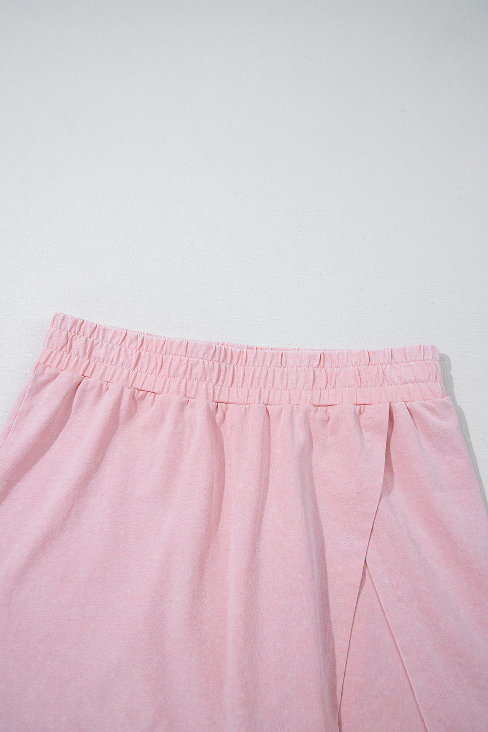 Light Pink 2 Pieces Mineral Wash Cotton Tank Top Lined Split Skirt Set eAura