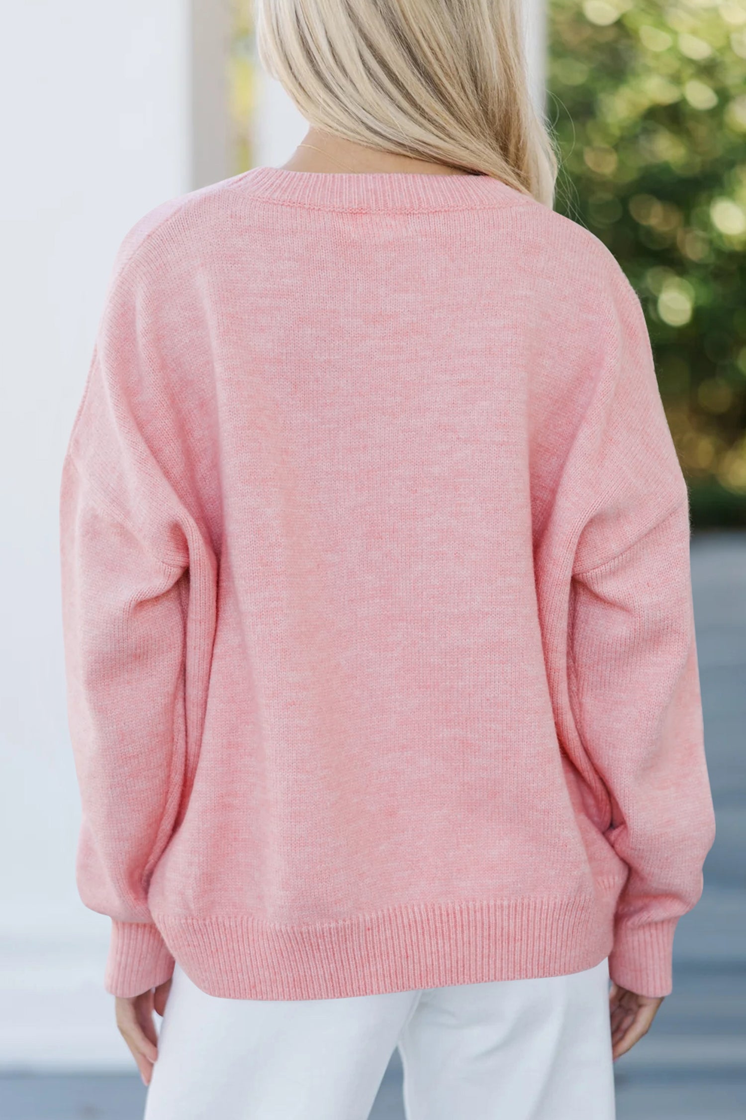 Pink Corded Love Script Graphic Oversized Sweater - Sweaters & Cardigans/Sweaters