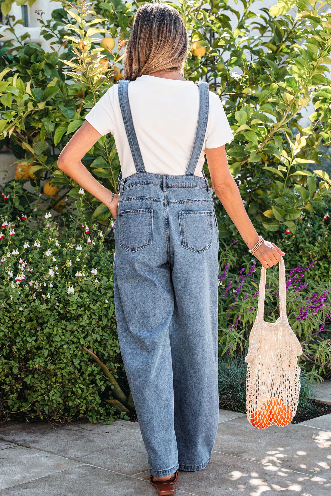 Pleated Wide Leg Retro Pocketed Denim Jumpsuit