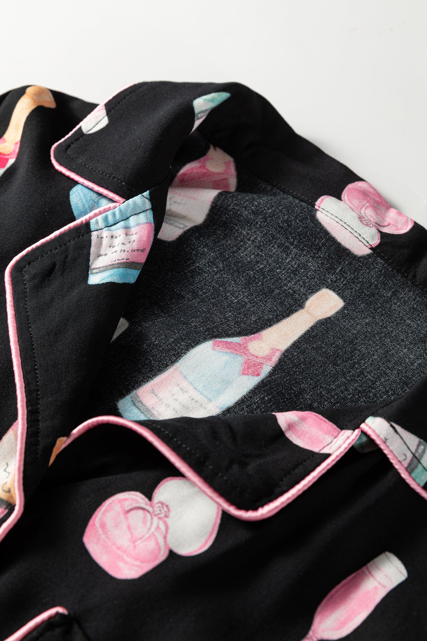 White Christmas Wine Glass Print Bow Knot Two Piece Pyjama Set - eAura