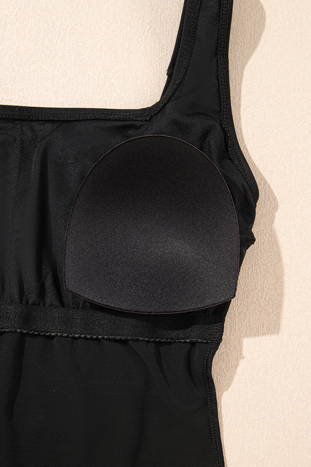 Black Solid Criss Cross Backless Square Neck One Piece Swimsuit eAura