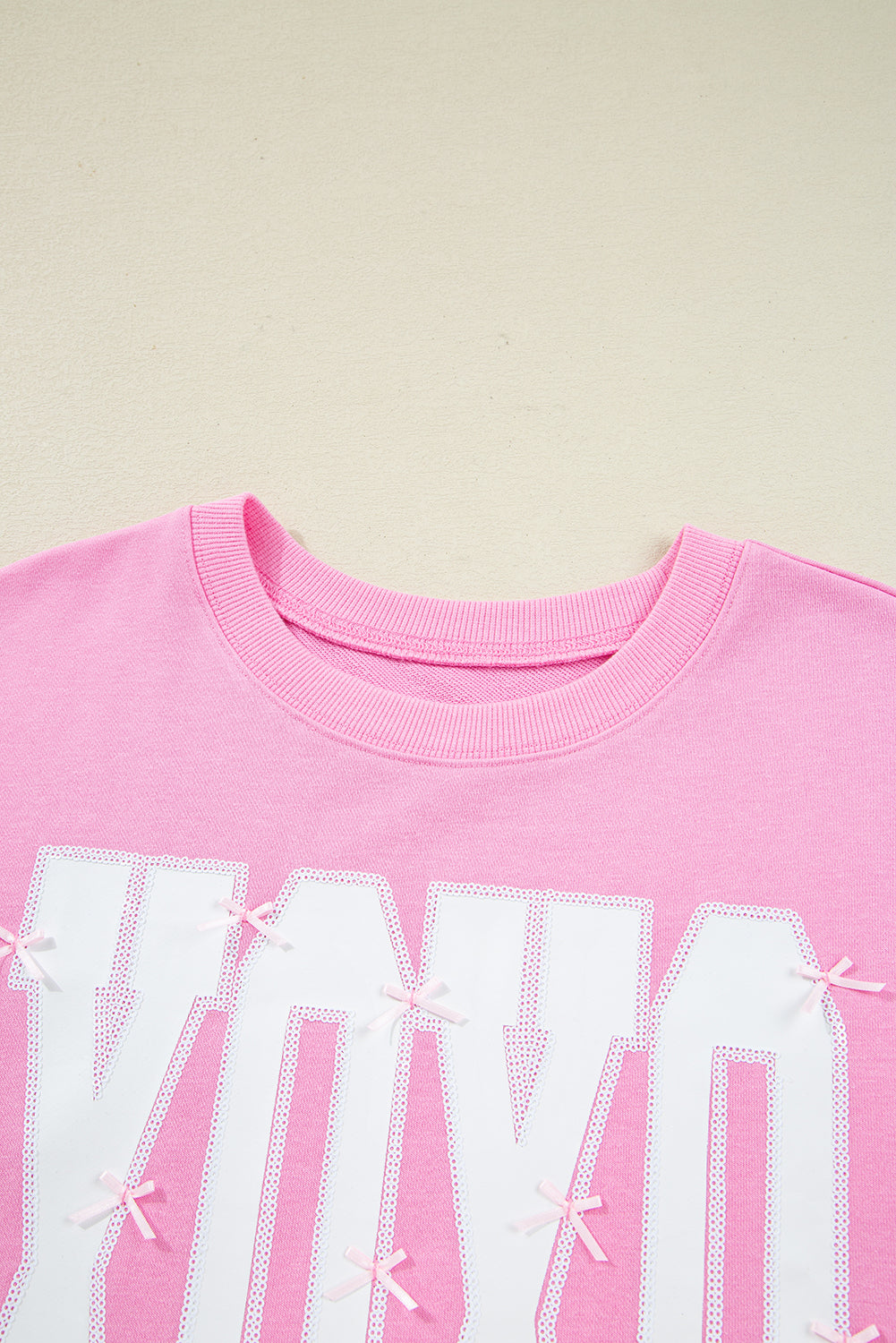 Sequin XOXO Letter Graphic Exposed Seam Oversized Sweatshirt - Tops/Sweatshirts & Hoodies