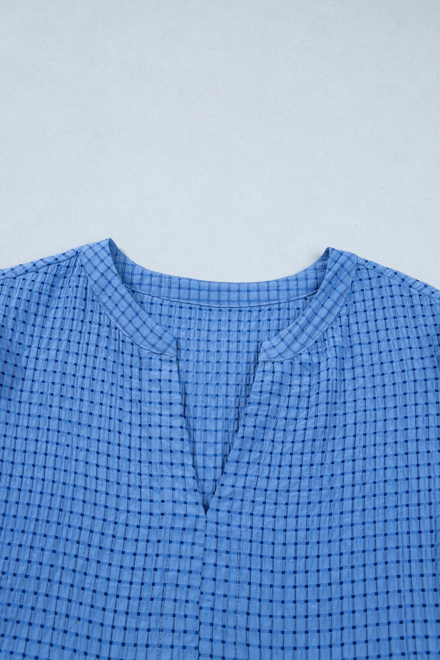 Gingham Textured Bow Tie Sleeve Tiered Midi Dress with Pockets