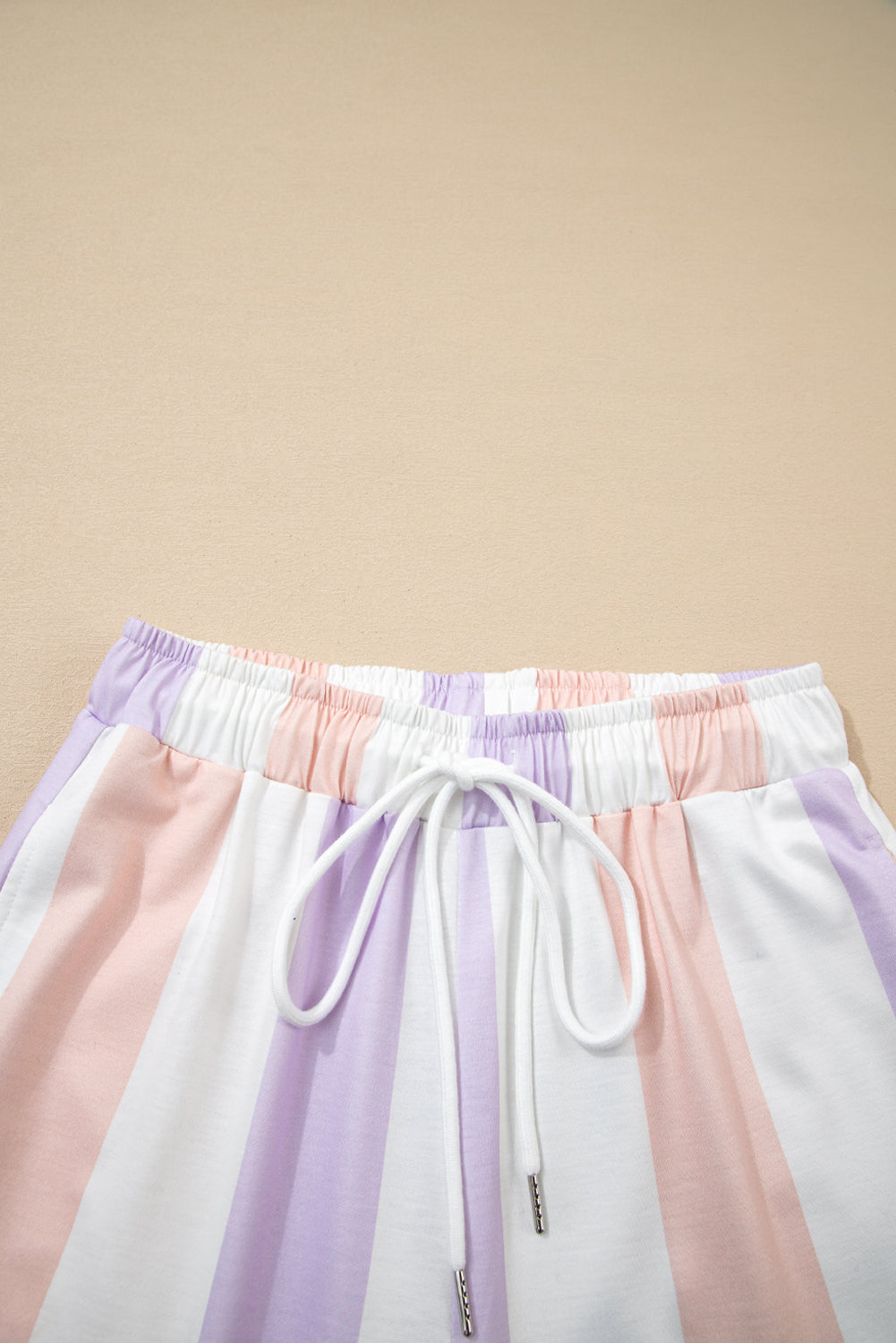 Stripe Multicoloured Print Drawstring Loose Pants with Side Pockets - eAura
