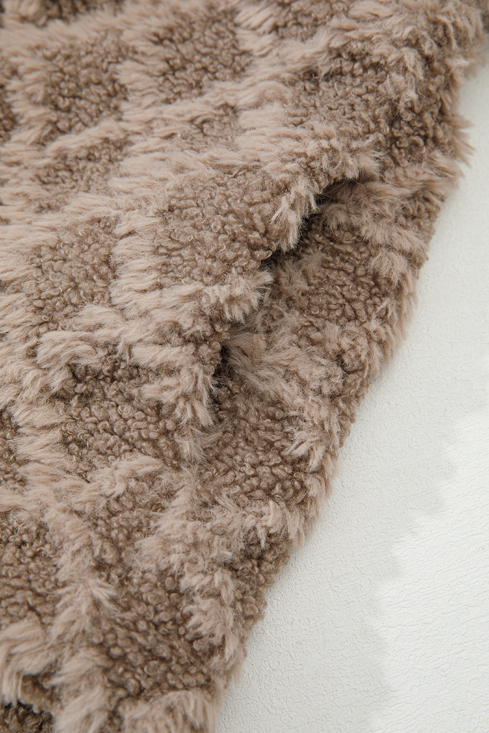 Sherpa Diamond Pattern Zip-Up Side Pocket Hooded Jacket - eAura