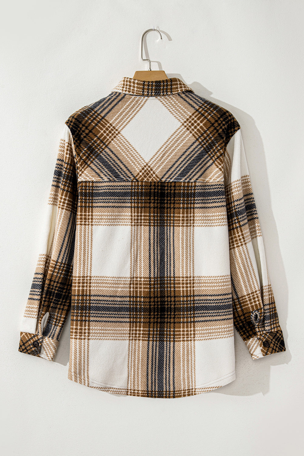 Multicolour Plaid Print Flap Pocket Button Up Shacket Beagle Boutique Fashion Outlet