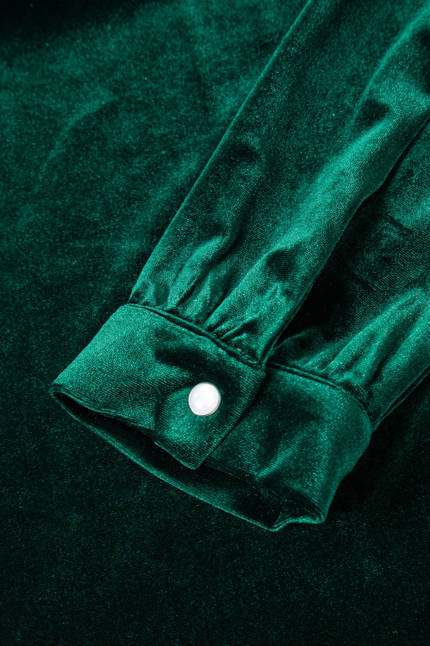 Asymmetric Button Keyhole Neck Long Sleeve Velvet Blouse - Tops/Blouses & Shirts