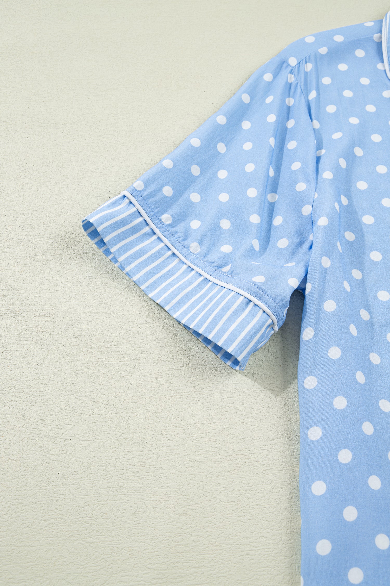Sky Blue Dotted Print Soft Short Pajama Set – Light Blue
